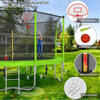 Trampoline With Enclosure Net And Adjustable Basketball Hoop - 8ft, 10ft, 12ft, 14ft, 15ft, 16ft
