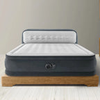 Intex Dura-Beam Deluxe Ultra Plush Headboard Queen Airbed, Gray, 18in, Built-In Pump - 64447ED