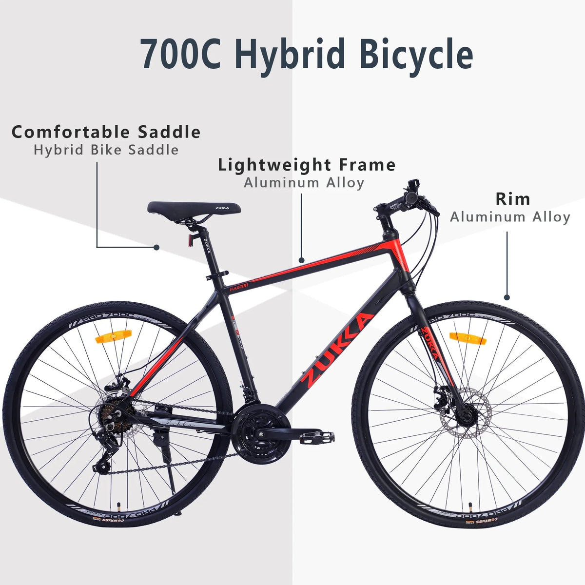 21 Speed Hybrid Bike 700C Disc Brake City Bicycle