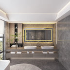 Extra Large LED Lighted Bathroom Mirror, Anti-Fog Wall Mounted Vanity Mirror with 3 Colors
