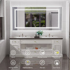 Extra Large LED Lighted Bathroom Mirror, Anti-Fog Wall Mounted Vanity Mirror with 3 Colors