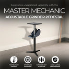 Master Mechanic Adjustable Cast Iron Grinder Pedestal With Tool Holder - 25.25 x 22.25 x 4.87 inches