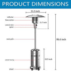 2-Pack 48,000 BTU Propane Patio Heaters with Wheels, Stainless Steel, Silver
