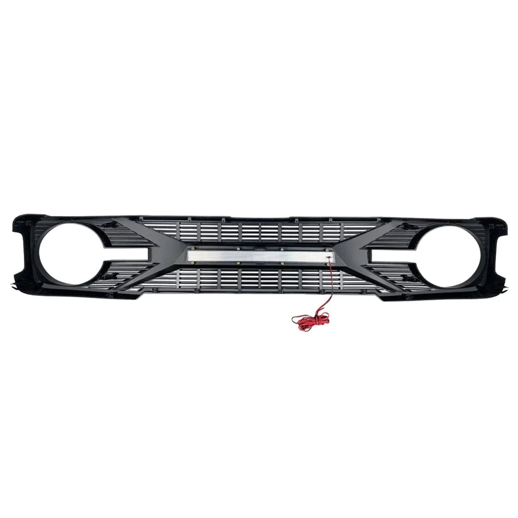 AMERICAN MODIFIED Tomahawk Grille With Lights for 2021-2024 Ford Bronco Without Front Camera - Matte Black