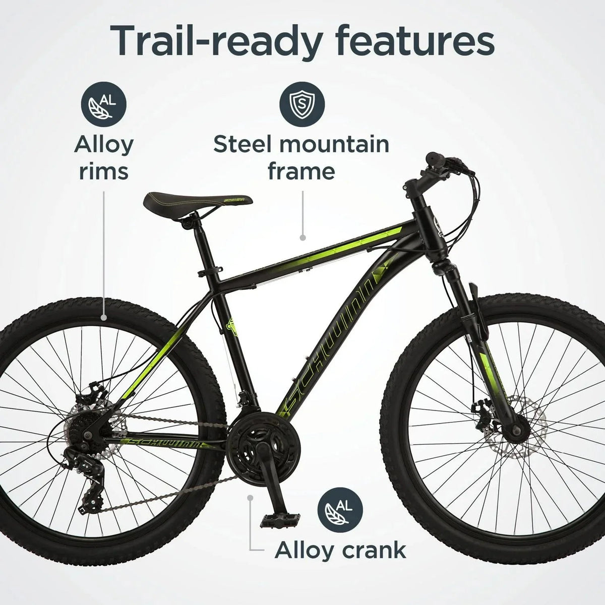 Schwinn Sidewinder Mountain Bike, 26-Inch Wheels, 21 Speeds, Black, Mens Style - S2792WMDS