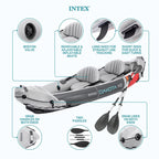 Intex Dakota K2 2-Person Vinyl Inflatable Kayak With Oars And Pump - Open Box