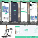 2-in-1 Folding Electric Treadmill, 2.25 HP, Under-Desk, with Dual Display and Smart App Control