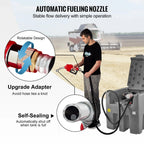 VEVOR Portable Diesel Fuel Tank, 116 Gallon, 10 GPM, 12V, 13.1 ft Hose, Red - YDIES4OOL-E