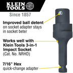 Klein Tools Single-Ended Impact Socket, 3/4-Inch, 1-Inch And 1-1/8-Inch - NRHD3
