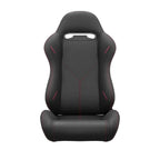 2PC Universal Reclinable Bucket Racing Seats With Adjustor Slider - Red PVC Leather