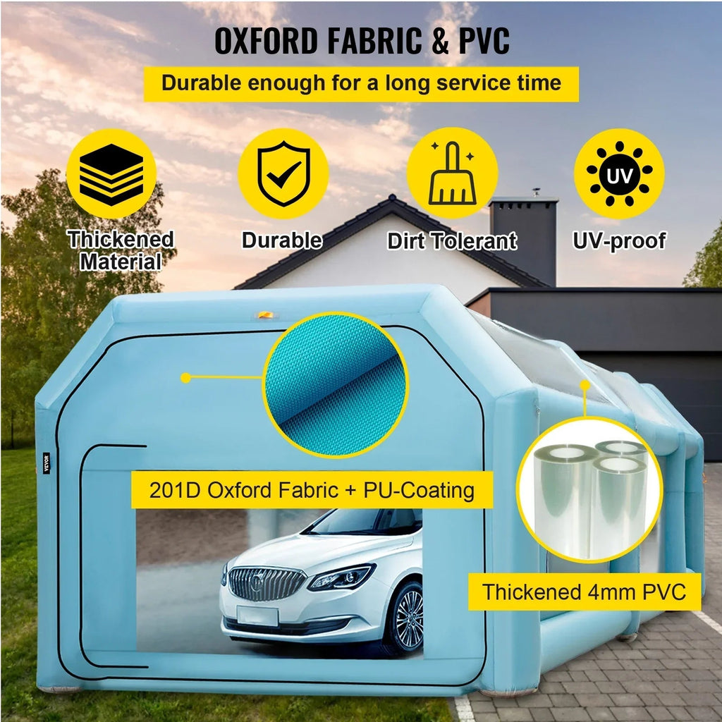 BENTISM Inflatable Car Paint Booth 26x15x10FT With Filter System And 2 Blowers