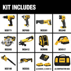 DEWALT 20V MAX 10-Tool Combo Kit With Batteries And Charger - DCD771 DCF885 DCE100 DCL040 DCR006 DCS355B DCG412B DCS393B DCS381B DCV517B