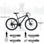 Men's 27.5 in Mountain Bike - 21-Speed Aluminum Alloy Frame, Front Suspension, Double Disc Brakes