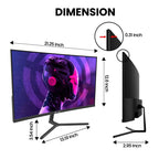 CRUA 24 inch 180Hz Curved Gaming Monitor FHD 1080P, Black - CR240DM