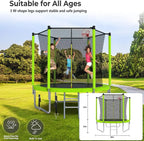 Trampoline With Enclosure Net And Adjustable Basketball Hoop - 8ft, 10ft, 12ft, 14ft, 15ft, 16ft