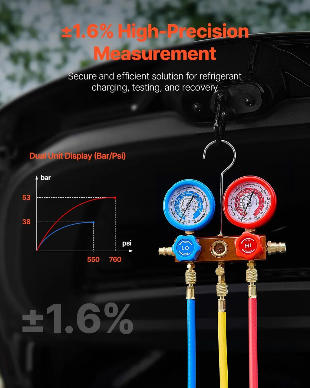 VEVOR 3.5 CFM Single-Stage AC Vacuum Pump And Manifold Gauge Set - VP125