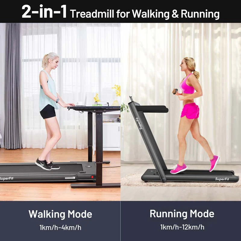 2-in-1 Folding Electric Treadmill, 2.25 HP, Under-Desk, with Dual Display and Smart App Control
