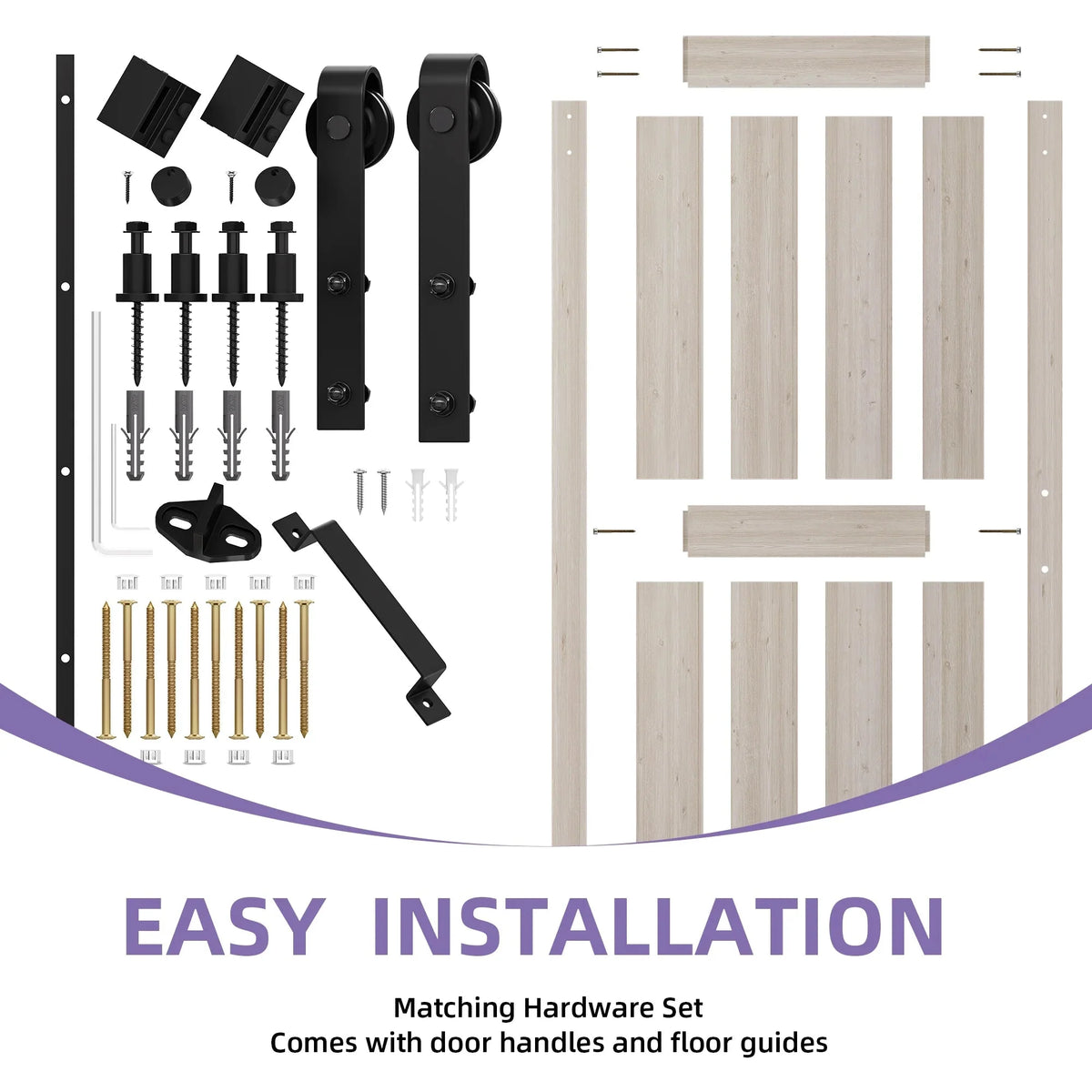 Uforic Sliding Barn Door With Hardware Kit, 48 x 84 in, Gray