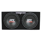 MTX Terminator Dual Loaded 12in 1200W Car Subwoofer Enclosure With Amplifier And 8-Gauge Amp Kit