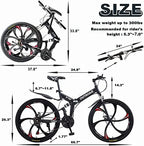 26-Inch Folding Mountain Bike for Adults, 21-Speed, Dual Suspension