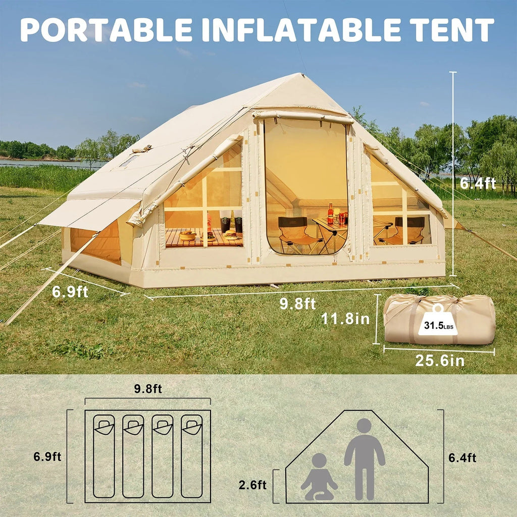 ABORON 6 Person Inflatable Camping Tent With Pump, 10ft x 7ft, Oxford - 2025