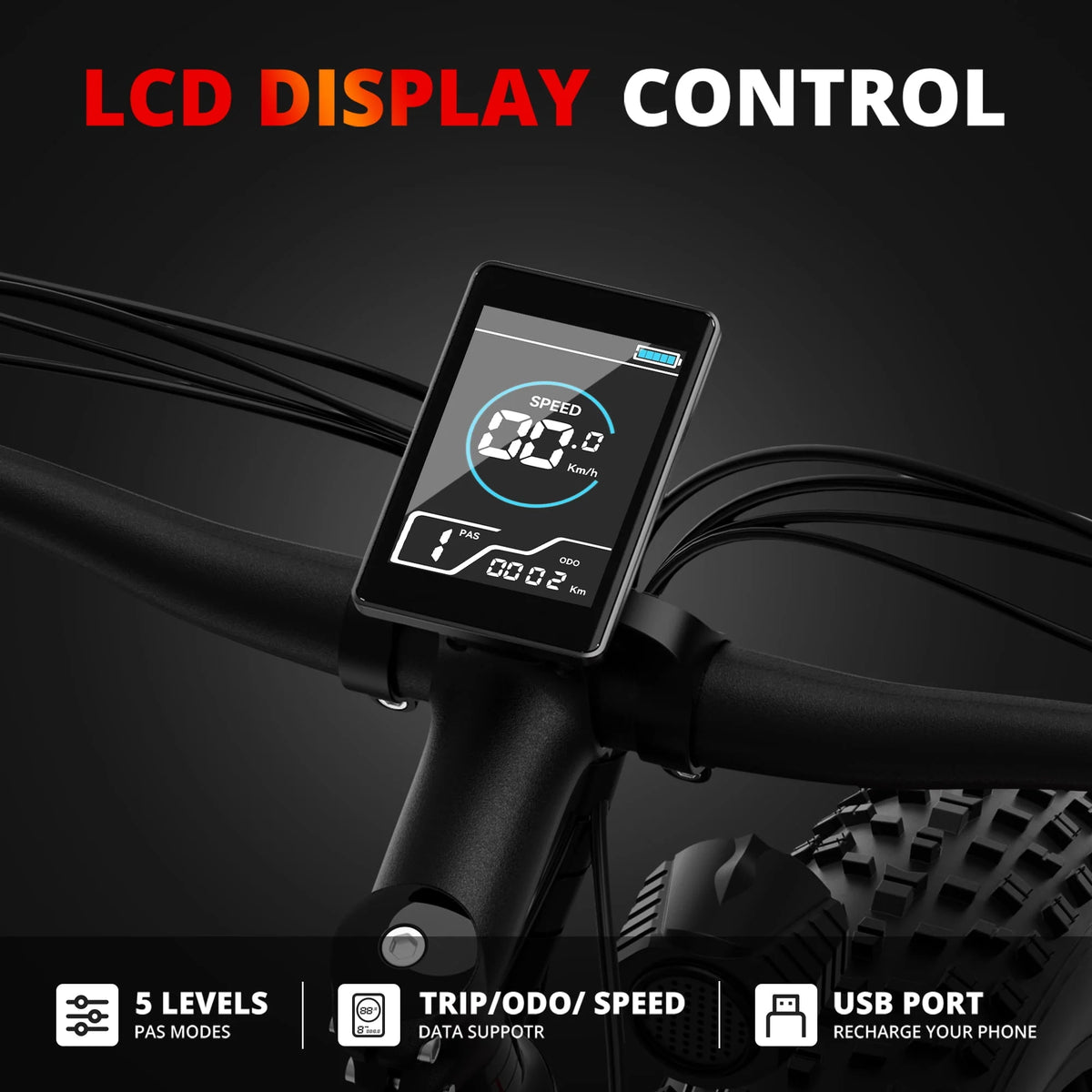 750W 720Wh Electric Bike for Adults, 26-Inch Fat Tires, 20 MPH, UL2849