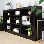 Triple Wide Wood Bookcase, 9 Shelf 36 Inch Tall Bookshelf for Home, Office and Display Storage