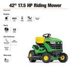 42-Inch 17.5 HP Gas Riding Lawn Mower with Hydrostatic Drive