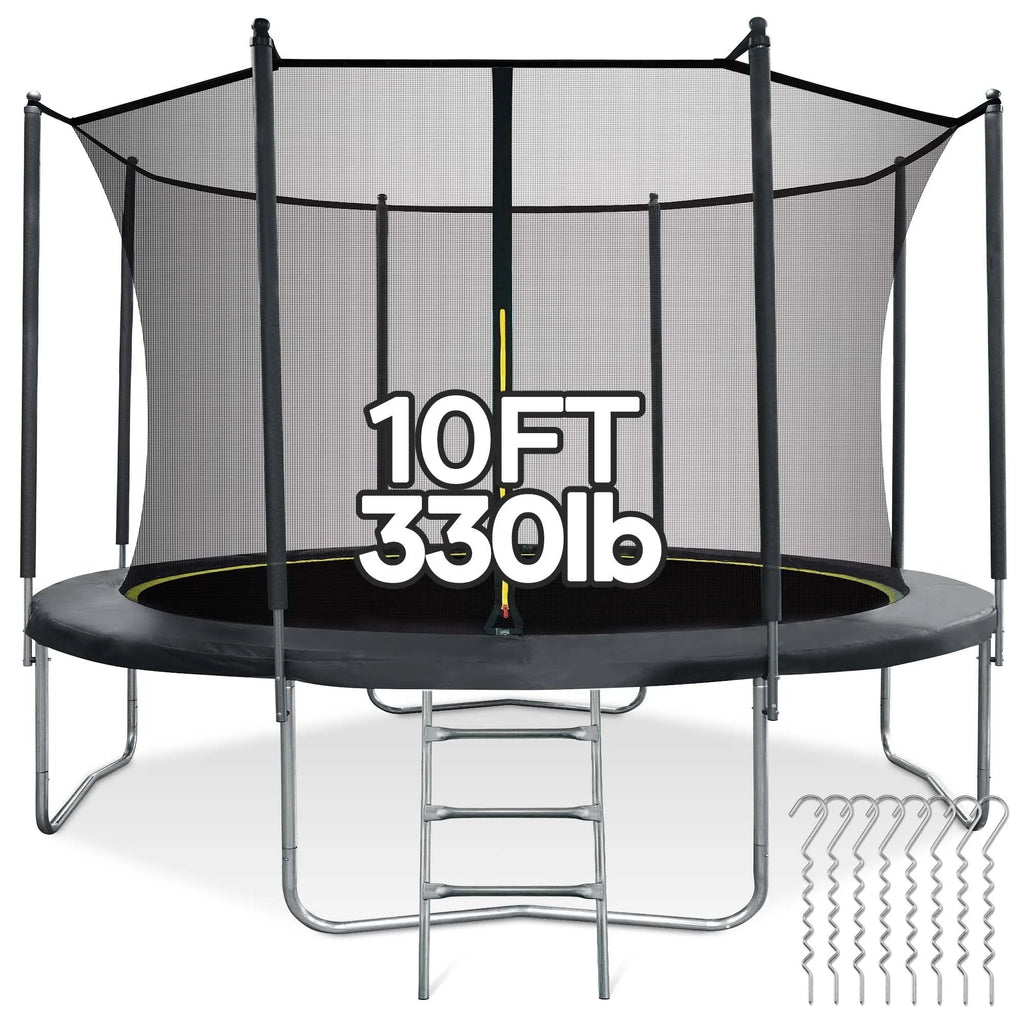 MARNUR Kids' Trampoline 8 ft With Enclosure Net, Ladder And Wind Stakes - 330 lbs Weight Capacity