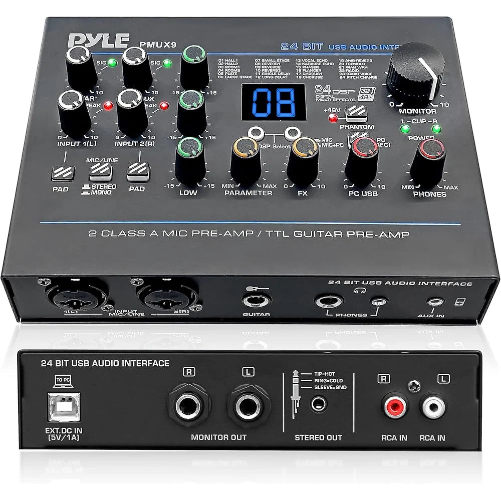 Pyle USB Audio Interface With 24 Digital Effects Preset - PMUX9