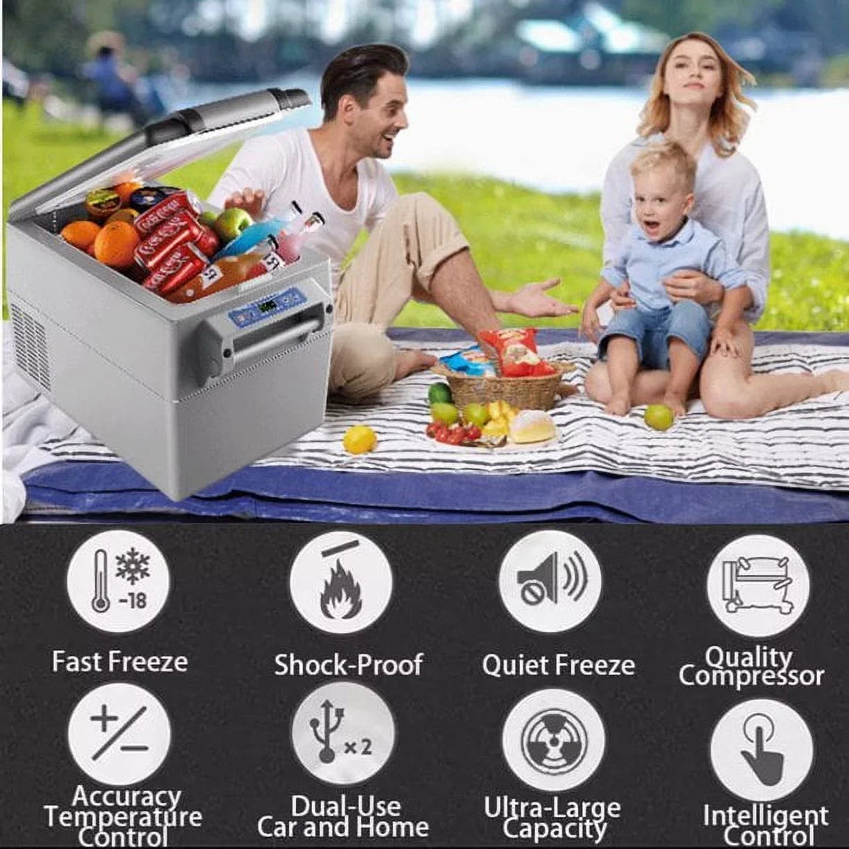 KAPAS Portable Compressor Refrigerator Freezer, 32L (34 Quarts), DC 12/24V