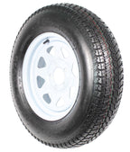 Trailer Tires On Rims ST205/75D15 Load Range C 5 Hole White Spoke - 2-Pack
