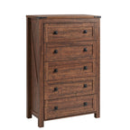 48 Inch Tall Farmhouse Wood Dresser, 5 Drawer Chest of Drawers for Bedroom