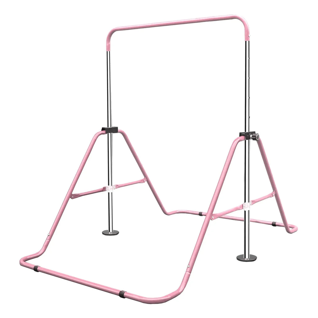 Expandable Gymnastics Bar For Kids, Folding, Height Adjustable 35-51 in, Pink