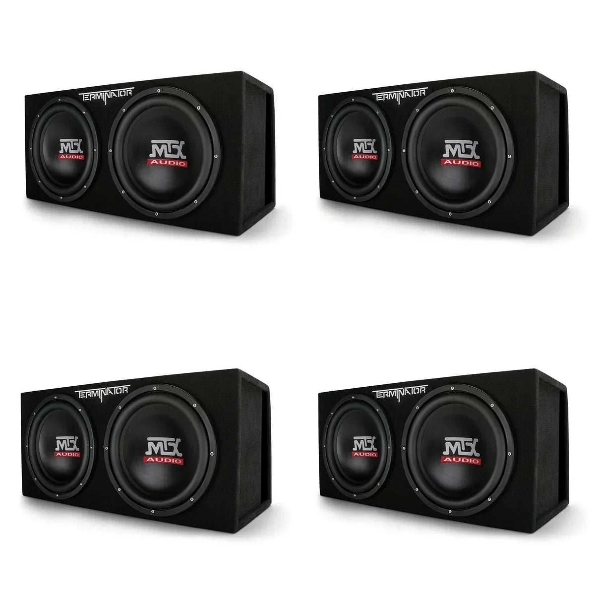 MTX Dual Loaded Subwoofer Enclosures, 12 Inch, 2000 Watt Max, 4 Pack - TNE212DV