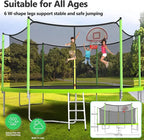 Trampoline With Enclosure Net And Adjustable Basketball Hoop - 8ft, 10ft, 12ft, 14ft, 15ft, 16ft