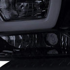 DRL LED Light Bar Projector Headlights, 1 Pair, Gloss Black Housing, Smoke Lens - 2011-2014 Dodge Charger