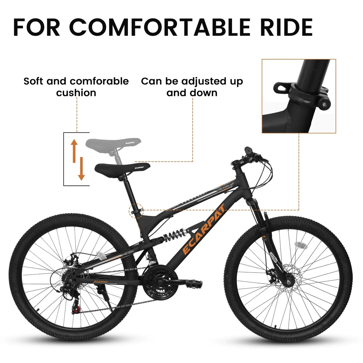 26 Inch Full-Suspension Mountain Bike, 21-Speed, 26x16 Inch Carbon Steel Frame