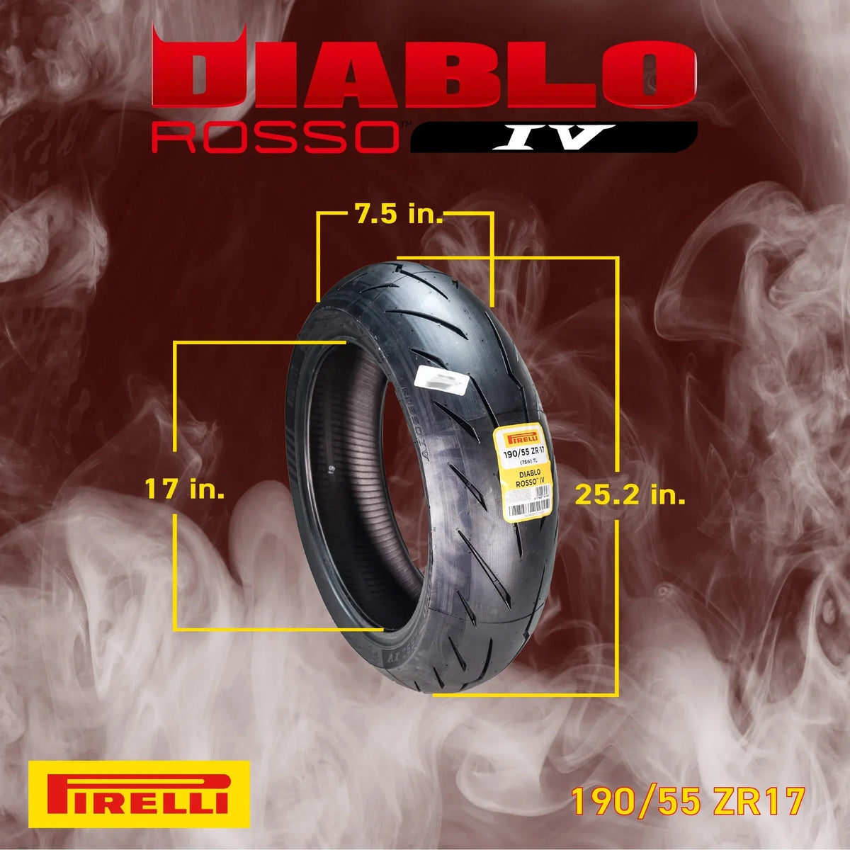 Pirelli Diablo Rosso IV Front 110/70ZR17 And Rear 190/55ZR17 Tires With Keychain