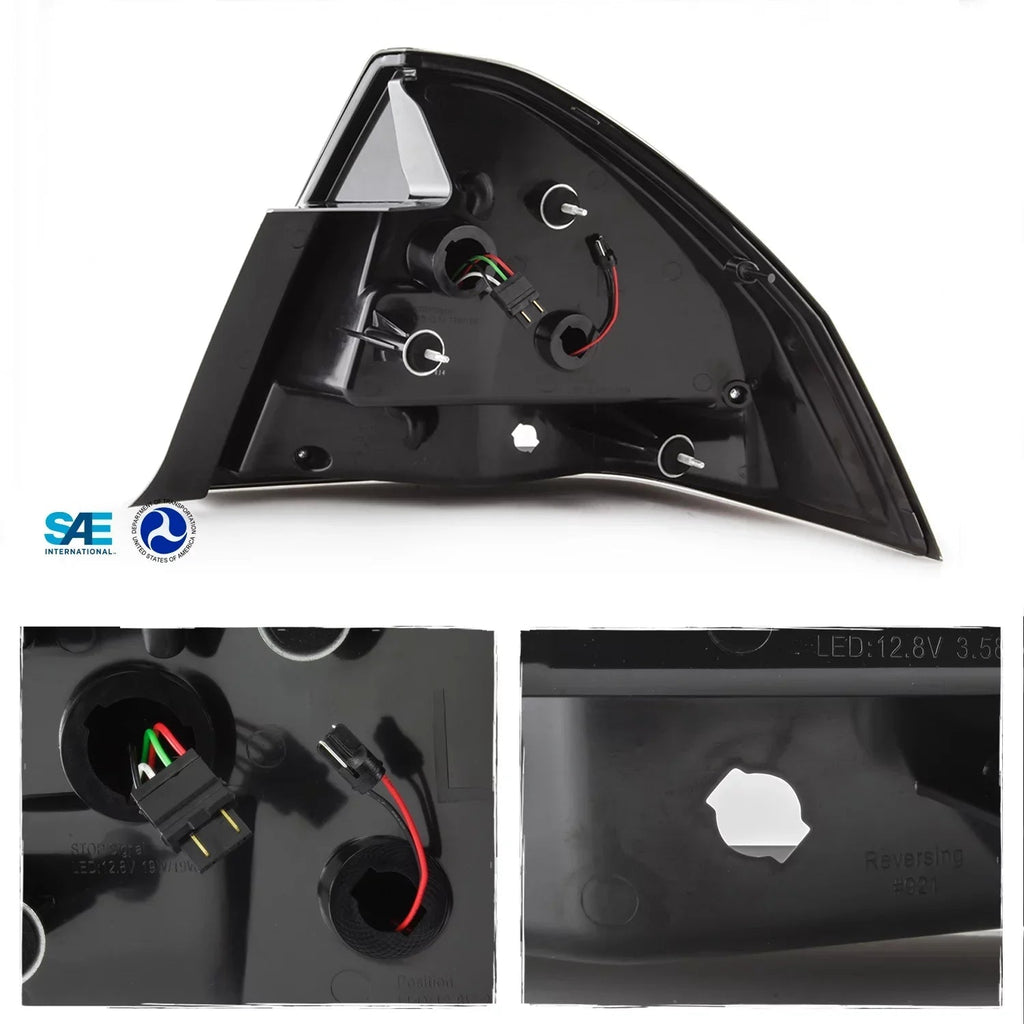 AKKON Black Headlight And LED Tube Bar Tail Light Combo Pair - Fits 2006-2013 Chevy Impala, 2014-2016 Impala Limited