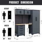 HPDMC 7-Piece Metal Garage Cabinet System With 4-Drawer Roller Cabinet, 47.2 in Workbench And Pegboards