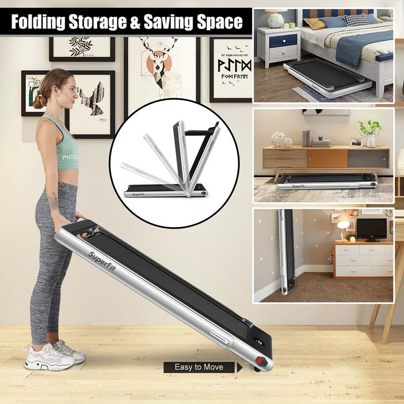 2-in-1 Folding Electric Treadmill, 2.25 HP, Under-Desk, with Dual Display and Smart App Control