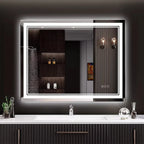 Extra Large LED Lighted Bathroom Mirror, Anti-Fog Wall Mounted Vanity Mirror with 3 Colors
